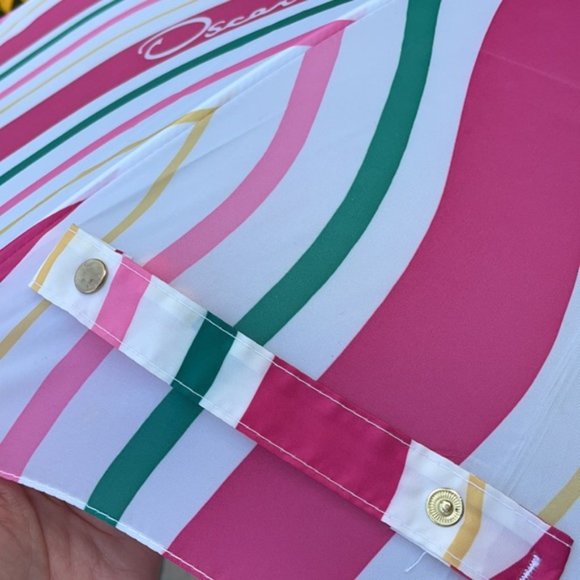 Vintage Oscar de la Renta Wooden Umbrella Pink and Green Swirls - Picture 8 of 16